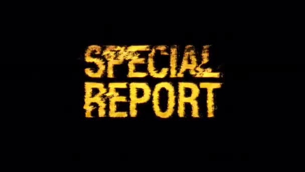 Relatório Especial Glitch Text Effect Cimematic Title Yellow Light Animation — Vídeo de Stock
