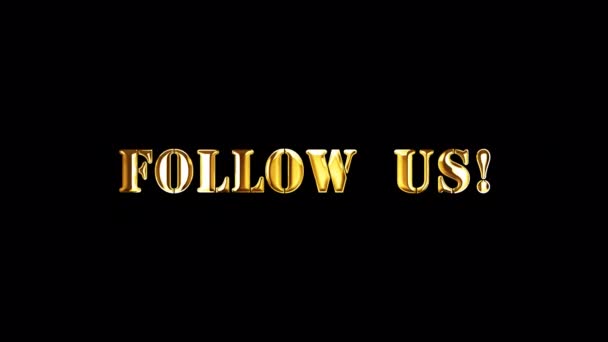 Loop Follow Gold Text Titles Background Typography Follow Isolated Alpha — Vídeo de Stock