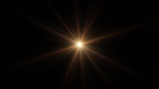 ループセンター回転グローゴールドレイライト光学レンズフレアは アニメーションアート抽象的な背景を輝きます 照明ランプ線はダイナミック明るいビデオ映像に影響します 金光学フレアの動き — ストック動画