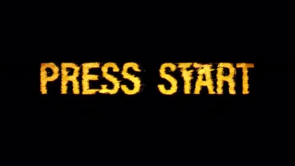Press Start Glitch Text Effect Cimematic Title Yellow Light Animation — Vídeo de Stock
