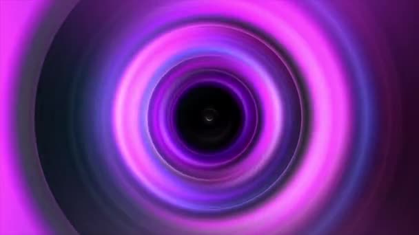 Abstrakcyjna Pętla Hipnotyczny Różowy Fioletowy Niebieski Blask Neon Promieniowy Pierścień — Wideo stockowe