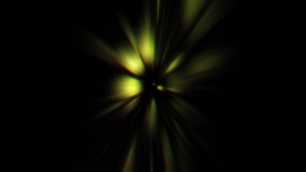 Abstract Loop Creatief Radiaal Geel Groen Licht Stralen Spin Zwart — Stockvideo