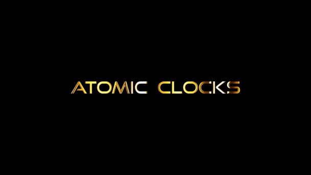 Atomic Clocks Golden Text Banner Animation Isolated Word Using Quicktime — Vídeo de Stock