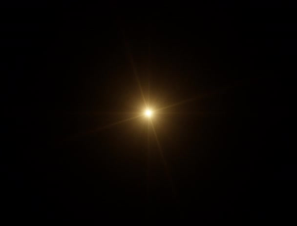 Schleife Zentrum Rotation Flackerndes Gold Glühen Stern Sonne Lichter Optische — Stockvideo