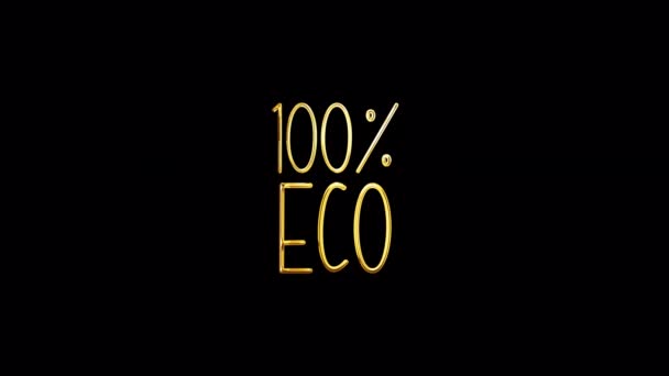 Loop Hundred Percent Eco Gold Text Shine Light Effect Black — Vídeos de Stock
