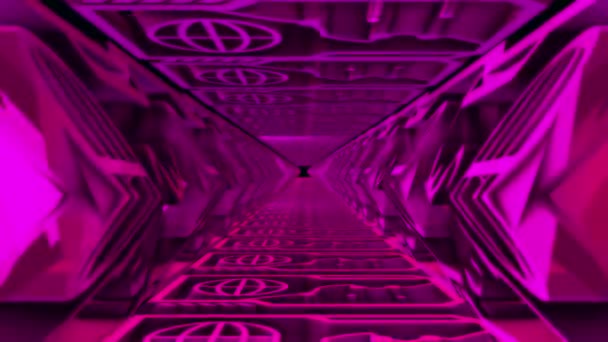 Abstract Grunge Pink Technology Tunnel Rotation Animation Background Rendering Sci — Stock Video