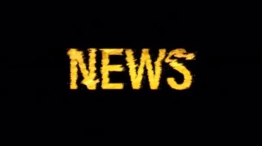 Haber arızası metin efekti, başlık sarı ışık animasyonu soyut arkaplan. Hızlı zaman prores 444 kullanarak alfa kanalı ile izole edilmiş şeffaf video canlandırma metni için öge