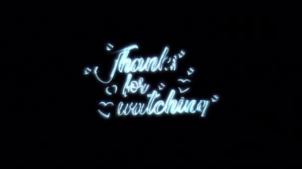 Abstract Thanks Watching Flickering Gold Text Light Cinematic Title Animation — Stock Video