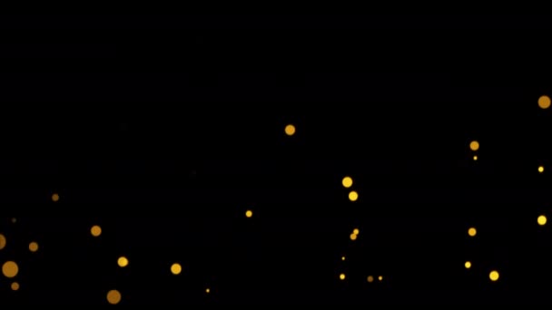 Schleifenbewegungsgrafiken Von Glühenden Gold Bokeh Partikeln Fließen Auf Schwarzem Abstrakten — Stockvideo