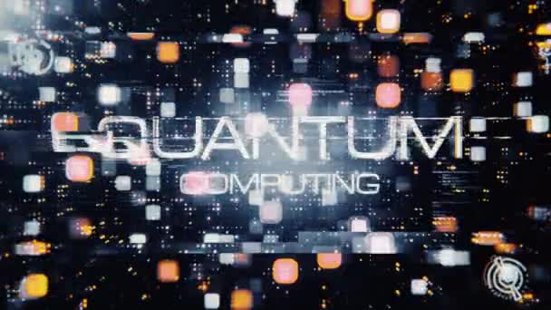 Αφηρημένη Animation Του Quantum Computing Glitch Εφέ Κειμένου Animation Ψηφιακό — Αρχείο Βίντεο