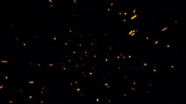 Animasyon akışı parlak turuncu ateş parçacıklarının kıvılcımları siyah soyut arkaplanda yükseliyor. Hızlı zaman proress 444 kullanarak alfa kanalı ile izole edilmiş şeffaf video animasyon metni ögesi
