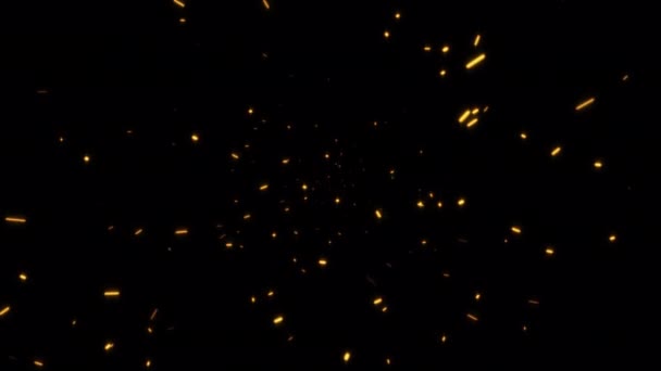 Animace Proudí Nahoru Zářivými Oranžovými Ohnivými Částicemi Jiskřícími Černém Abstraktním — Stock video