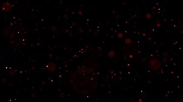 Abstrakte Schleifenanimation Leuchten Orange Rote Staubpartikel Die Auf Schwarzem Hintergrund — Stockvideo