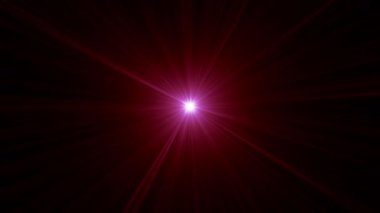Döngü merkezi dönen pembe kırmızı yıldız parlayan optik lens siyah soyut arkaplanda parlak animasyon sanatını parlatıyor. Lamba ışınları dinamik, parlak video görüntülerini etkiler.
