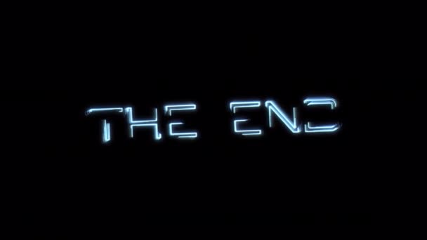 Animatie Tekst Van End Goud Neon Tekst Effect Filmische Titel — Stockvideo
