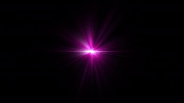 Циклічний Центр Обертається Мерехтливою Рожевою Зіркою Сонячних Променів Оптична Лінза — стокове відео