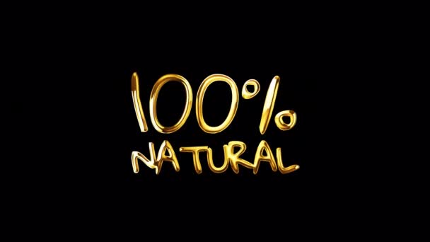 Loop Hundred Percent Natural Golden Text Shine Light Effect Black — Stock Video