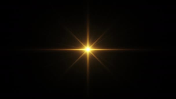 Центр Петли Светящийся Золотой Оранжевый Звезда Огни Оптические Блики Линзы — стоковое видео