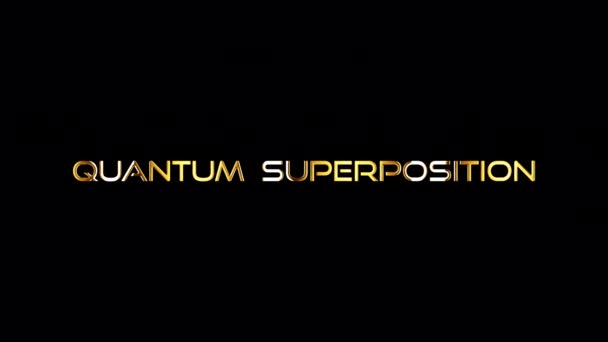Superposição Quantum Animação Loop Banner Texto Dourado Palavra Isolada Usando — Vídeo de Stock