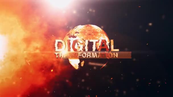 Digital Transformation Gold Text Motion Flare Effect Cinematic Trailer Title — Wideo stockowe