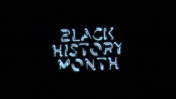 Animatie Tekst Van Black History Maand Goud Neon Tekst Effect — Stockvideo