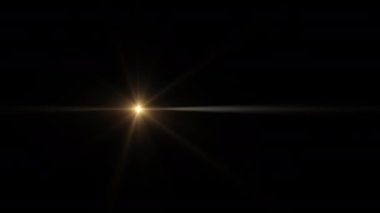 Soyut döngü altın turuncu yıldız optik ışıklı lens yanıp sönen animasyon arkaplanı. 4K kusursuz döngü dinamik parlak yıldız ışığı etkisi. Yıldız ışığı çizgileri.