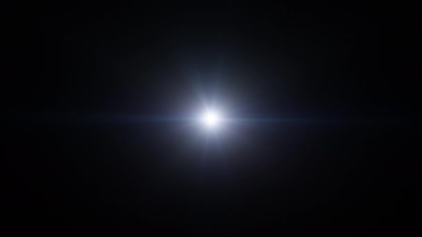 Schleife Zentrum Rotierenden Flackernden Glühenden Sternenstrahlen Lichter Optische Linse Fackelt — Stockvideo