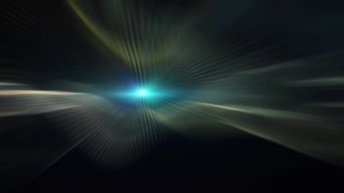 Soyut merkez parlayan ışın yıldızı optik çok renkli lens ışık dönüş animasyonu Hitech teknolojisi arka planında parlıyor. 4K kusursuz döngü dinamik parlak yıldız ışığı etkisi. Yıldız ışığı çizgileri.