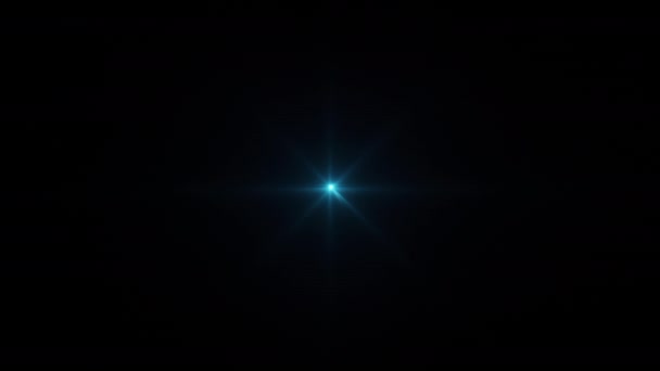 アブストラクトループセンターブルースター光学レンズフレアライトストラックは スクリーンプロジェクトのオーバーレイのための光線アニメーションの背景を輝きます 4Kシームレス動的動的明るい星 — ストック動画