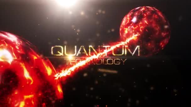 Quantum Technology Goldener Text Filmtitel Abstrakte Digitale Sci Futuristische Hallo — Stockvideo