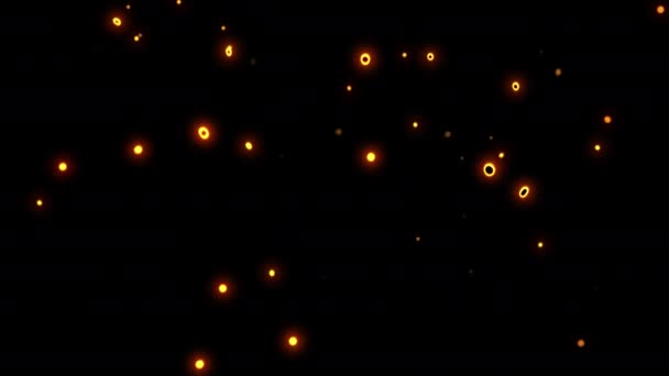 Abstrakt Sömlös Loop Animation Glöd Orange Partiklar Svart Bakgrund Kaotisk — Stockvideo