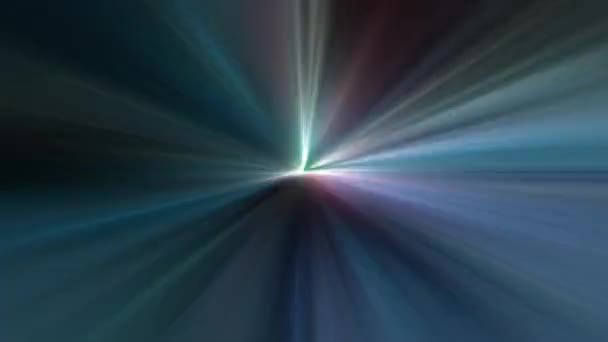 在涡旋隧道中 魔法隐彩色闪烁发光径向飞行线路的运动和发光的多彩光效应 未来霓虹灯背景 紫外线发光线 — 图库视频影像