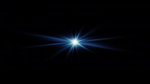 Schleifenmitte Flackernde Goldblaue Optische Linsenraketen Leuchten Rotationsanimation Kunst Auf Schwarzem — Stockvideo