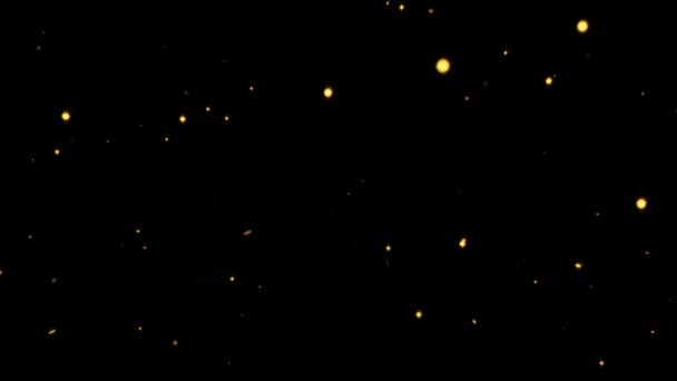 摘要环路动画为项目屏幕覆盖提供橙色黄色泡泡颗粒运动的黑色背景 3D无缝环状橙色防波堤微粒在空中飞扬 — 图库视频影像