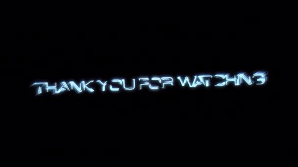 Thank You Watching Glitch Gold Text Effect Cinematic Title Black — стоковое видео