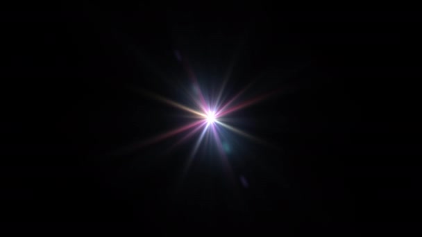 Centro Lazo Colorido Estrella Sol Luces Ópticas Faros Brillante Rotación — Vídeos de Stock