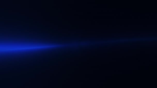 蓝色中心线闪光灯在黑色背景上的运动动画艺术 4K自然光光源对动态蓝色发光元件的影响 — 图库视频影像