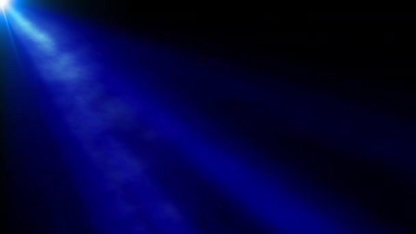 Linksboven Blauw Stralend Lichtstraal Effect Met Wolkenruis Donkerblauwe Abstracte Achtergrond — Stockvideo