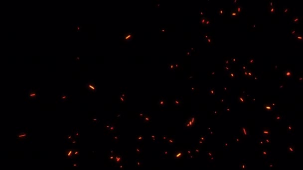 透明アルファチャンネルで上昇するループグロー火災粒子火花は プロジェクトのオーバーレイに使用できます 3Dアニメーションの燃えるようなオレンジ輝く飛行員燃焼灰粒子 — ストック動画