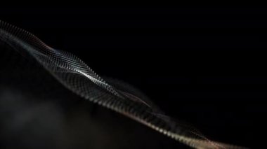 Fütürist yüksek teknoloji arka planı için soyut ağ beyaz parçacıkları dalga akışı, dijital veri akışının hareketi. Büyük veri arkaplanı kavramı. Siber ya da teknoloji geçmişi