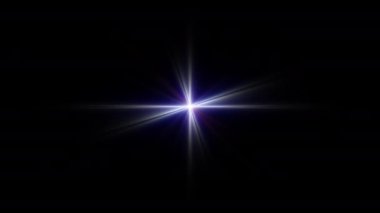 Döngü merkezi döndürmesi mor parıldayan yıldız radyan ışıkları optik mercek parlamaları siyah arkaplan üzerindeki parlak animasyon sanatı ekran projesi örtüsü.