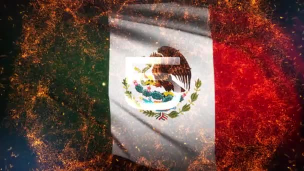 Five Seconds Countdown Timer Abstract Mexico Flag Fire Burst Animation — Stock Video