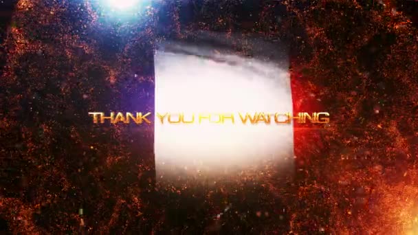 Thank You Watching Gold Text Motion Fire Burst Golden Particles — Stock Video