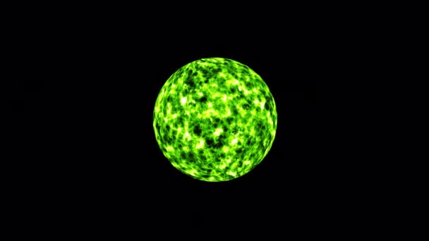 Αφηρημένη Βρόχο Λάμψη Πράσινο Πλανήτη Ενέργειας Πλάσματος Περιστροφή Αστέρι Σφαίρα — Αρχείο Βίντεο
