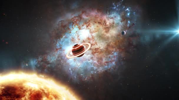 概要遠方惑星に二重クエーサーを持つ宇宙系外惑星ビューエイリアン太陽系背景Sfアニメーション — ストック動画