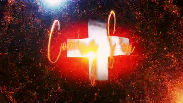 Незабаром Золотий Текст Руху Спалахом Вогню Золотими Частками Кінематографічний Трейлер — стокове відео