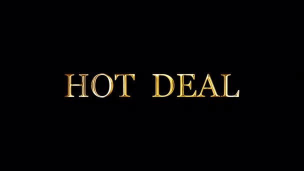 Hot Deal Altın Metin Döngüsü Siyah Soyut Arka Planda Işık — Stok video