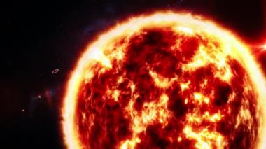 Uzak gezegen evreninde çift quasar ile soyut dış uzay görüşlü yabancı güneş sistemi bilim kurgu animasyonu. 