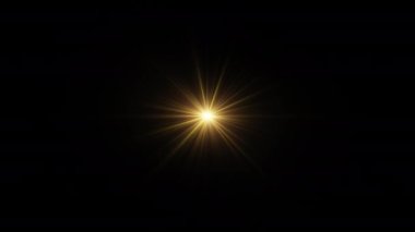 Döngü merkezi hızlı dönen altın ışınlar optik mercek ışıkları parlayan animasyon sanat arkaplanı ekran projesi üst düzlemde. Lamba ışınları dinamik, parlak video görüntülerini etkiler. Altın parıldayan yıldız optik ışık hareketi.