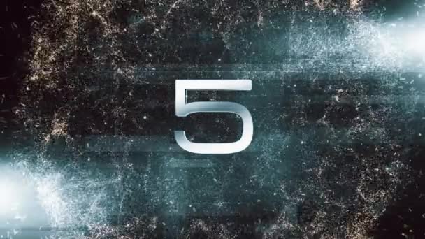 Fem Sekunder Countdown Timer Med Abstrakt Blå Rutnät Digital Teknik — Stockvideo